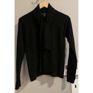 Linda Allard Ellen Tracy Sweater Cashmere Neck Tie Pullover USA Made Large Petit